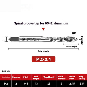 1102-High speed steel taps for aluminum machine tapping aluminum alloy tapping spiral groove aluminum tapping aluminum plate tapping 3-12mm Shandong Denso Pricision Tools Co.,Ltd.