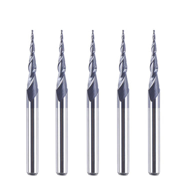 Tapered Ball Nose End Mill 1/4 X 3 inches with 0.5mm Ball Nose 4.82 Deg for CNC Router Engraver Carving Bits