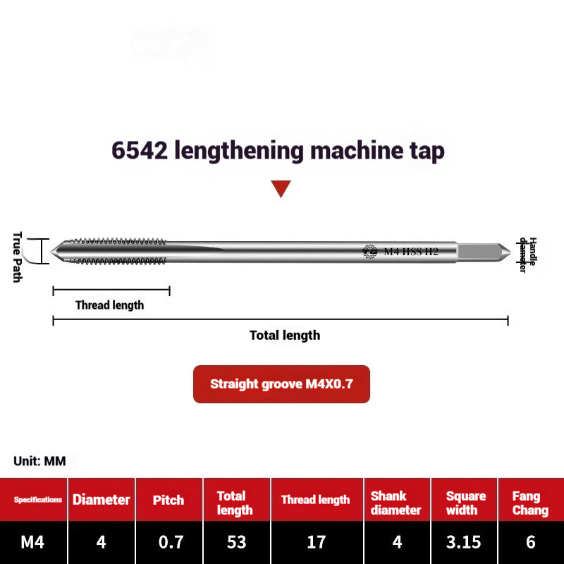 1109-Extended straight flute machine taps 6542 high speed wire tapping drill bit deep hole M3M4M5M6M8M10 Shandong Denso Pricision Tools Co.,Ltd.