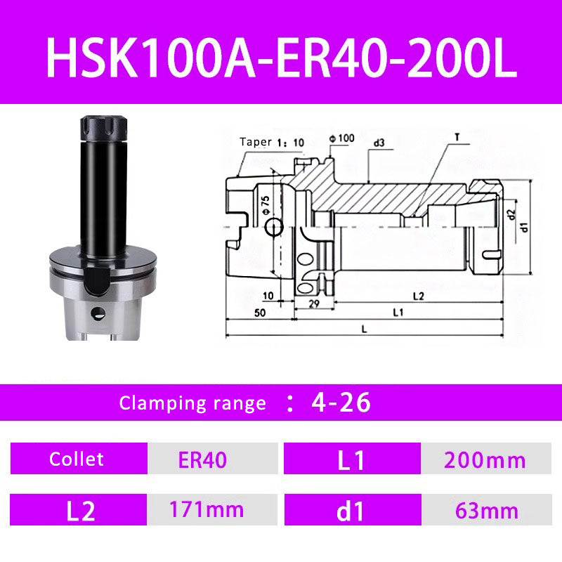 HSK100A ER Flexible Collet Toolholders ER Spring Collet Toolholders Shandong Denso Pricision Tools Co.,Ltd.
