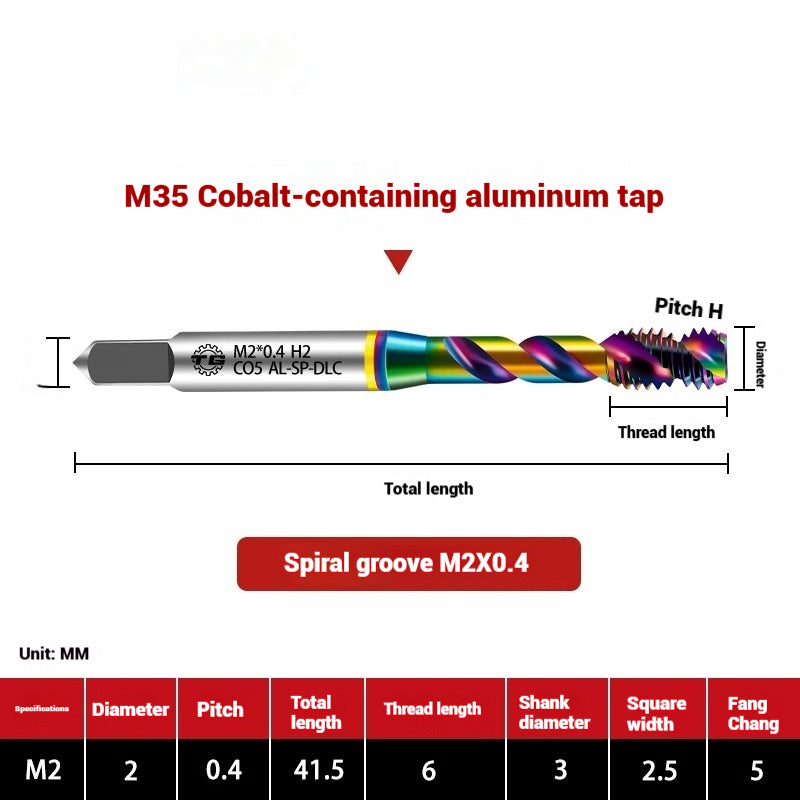 1105-Aluminum Tap Spiral Aluminum Tap CNC Machining Center M35 Cobalt High Efficiency Aluminum Coated Tap Shandong Denso Pricision Tools Co.,Ltd.