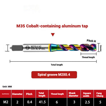 1105-Aluminum Tap Spiral Aluminum Tap CNC Machining Center M35 Cobalt High Efficiency Aluminum Coated Tap Shandong Denso Pricision Tools Co.,Ltd.