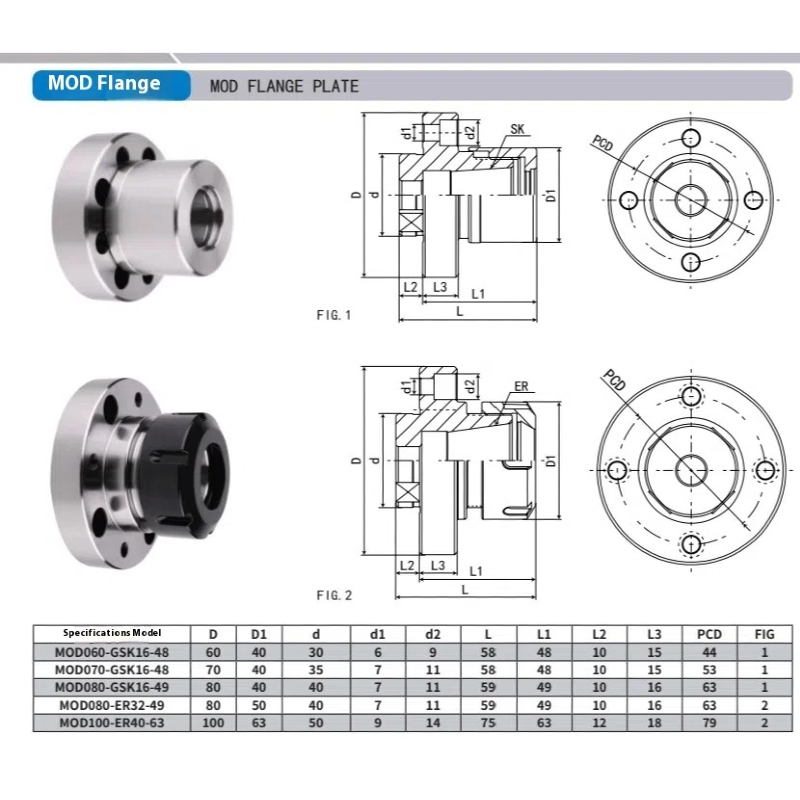 1165-Flange connection shank milling machine fixed chuck packing MOD060/070-GSK16-48L MOD080-49 Shandong Denso Pricision Tools Co.,Ltd.
