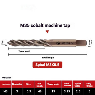 1094-M35 cobalt spiral tap machine tapping stainless steel fine teeth copper iron aluminum m3m4m5 Shandong Denso Pricision Tools Co.,Ltd.