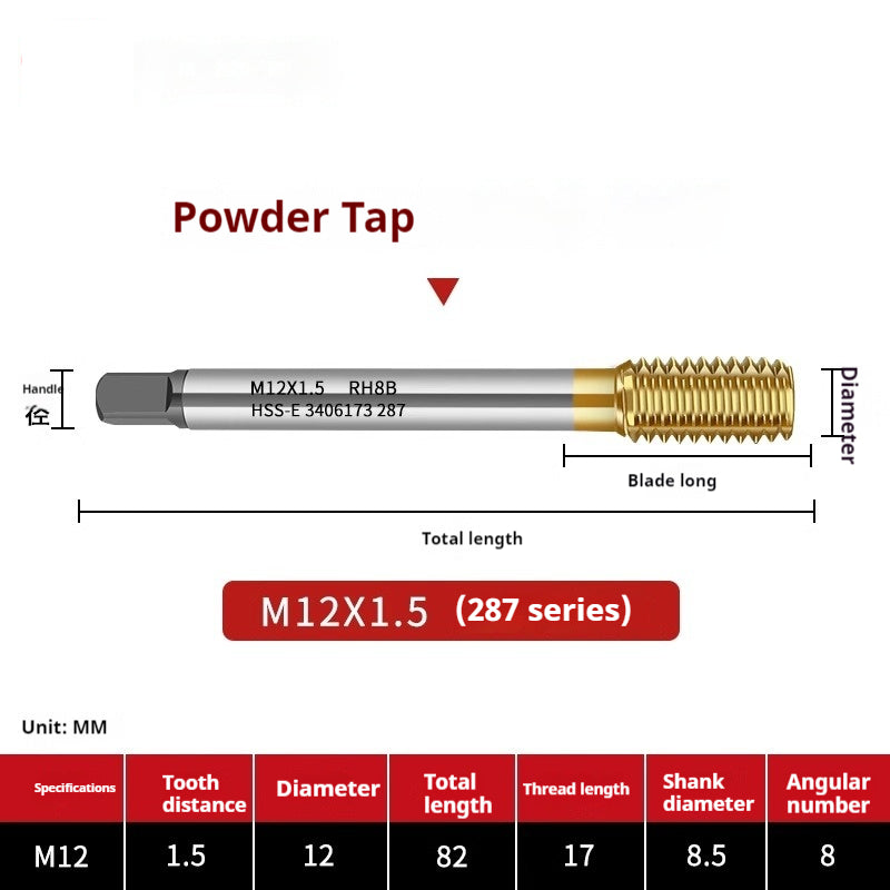 2115-Blind hole die-casting tap powder metallurgy high-speed steel M1-M12 coarse and fine thread stainless steel tapping Shandong Denso Pricision Tools Co.,Ltd.
