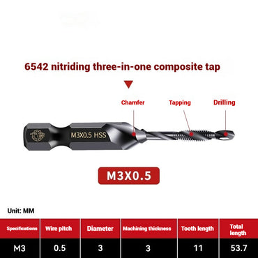 1096-Three in one cobalt composite tap set drilling and tapping one nitriding tap stainless steel tapping tapping drills Shandong Denso Pricision Tools Co.,Ltd.
