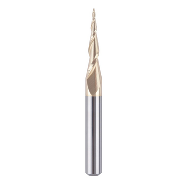 Tapered Ball Nose End Mill 1/4" Shank with 1/64" Cutting Radius for 3D Carving Engraving Router Bit, ZrN Coated