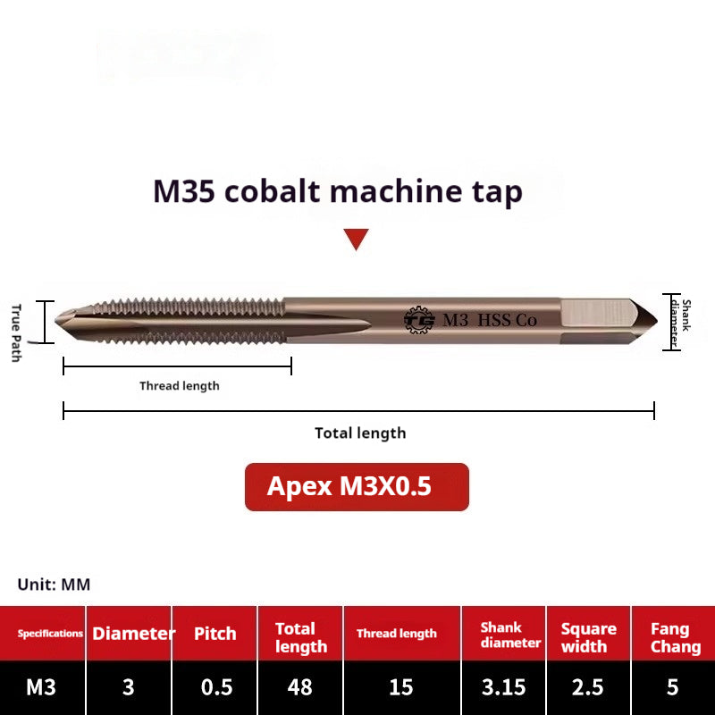 2117-M35 cobalt-containing tip tap, stainless steel special tapping screw tip machine tap M3M4M5M6M8 Shandong Denso Pricision Tools Co.,Ltd.