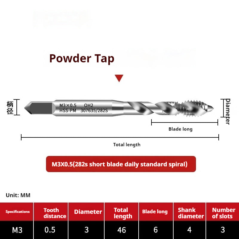 2123-282S powder high-speed steel spiral tap, stainless steel Japanese standard full mill with spiral groove high-performance tap Shandong Denso Pricision Tools Co.,Ltd.