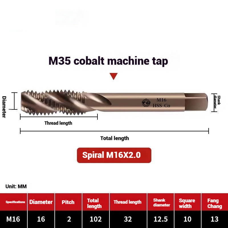 1094-M35 cobalt spiral tap machine tapping stainless steel fine teeth copper iron aluminum m3m4m5 Shandong Denso Pricision Tools Co.,Ltd.