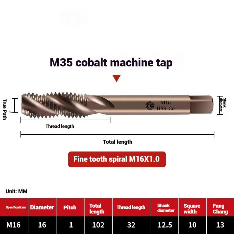 1094-M35 cobalt spiral tap machine tapping stainless steel fine teeth copper iron aluminum m3m4m5 Shandong Denso Pricision Tools Co.,Ltd.