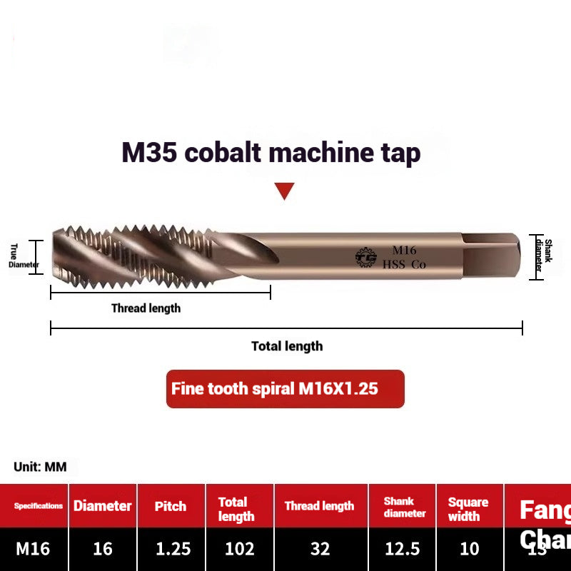 1094-M35 cobalt spiral tap machine tapping stainless steel fine teeth copper iron aluminum m3m4m5 Shandong Denso Pricision Tools Co.,Ltd.