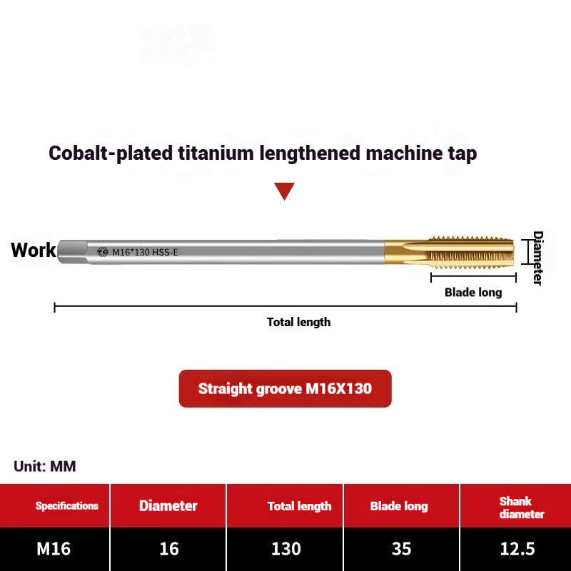 1091-Extended titanium-plated tapsCobalt-plated straight flute tapsSpiral stainless steel tappingHigh-speed steel machine taps Shandong Denso Pricision Tools Co.,Ltd.