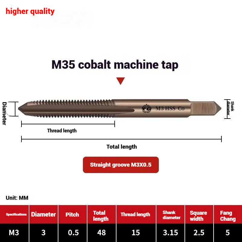 1084-M35 cobalt taps machine use high speed steel stainless steel special taps straight groove spiral apex backtapping taps Shandong Denso Pricision Tools Co.,Ltd.