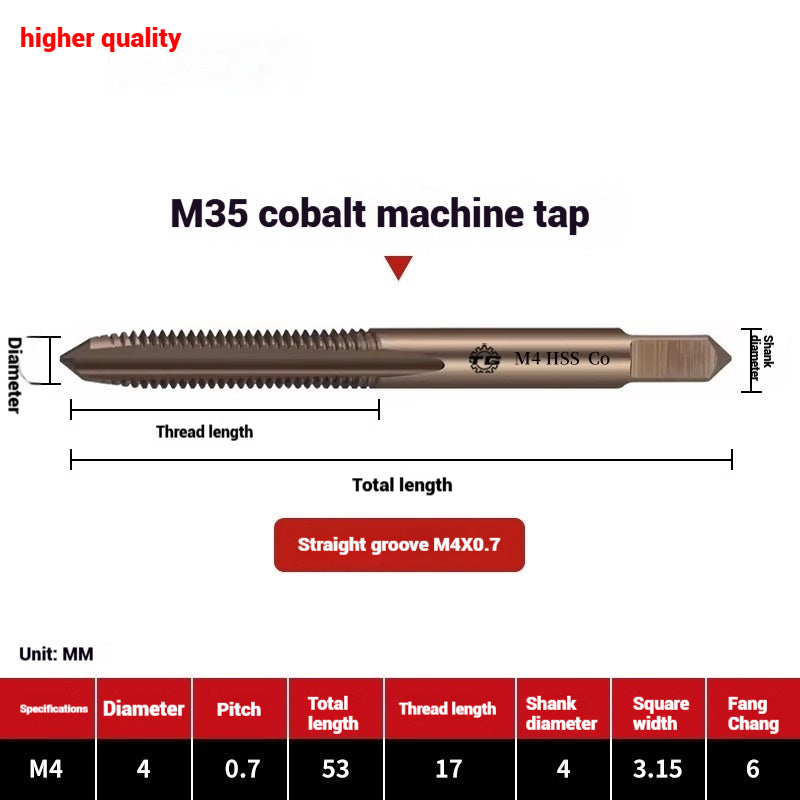 1084-M35 cobalt taps machine use high speed steel stainless steel special taps straight groove spiral apex backtapping taps Shandong Denso Pricision Tools Co.,Ltd.