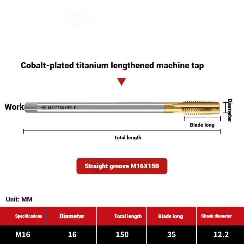 1091-Extended titanium-plated tapsCobalt-plated straight flute tapsSpiral stainless steel tappingHigh-speed steel machine taps Shandong Denso Pricision Tools Co.,Ltd.