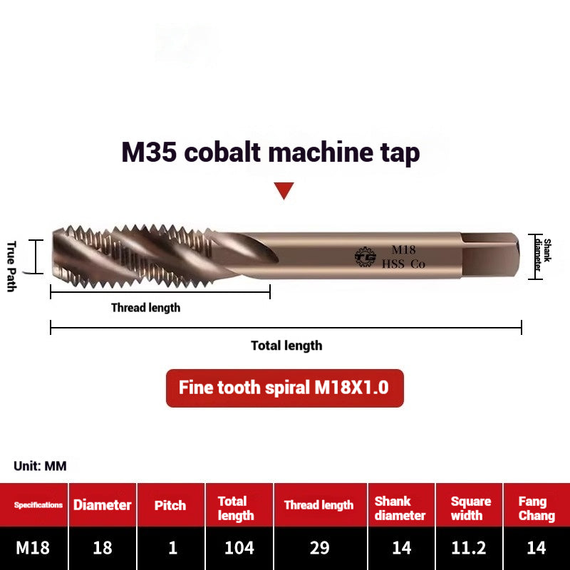 1094-M35 cobalt spiral tap machine tapping stainless steel fine teeth copper iron aluminum m3m4m5 Shandong Denso Pricision Tools Co.,Ltd.