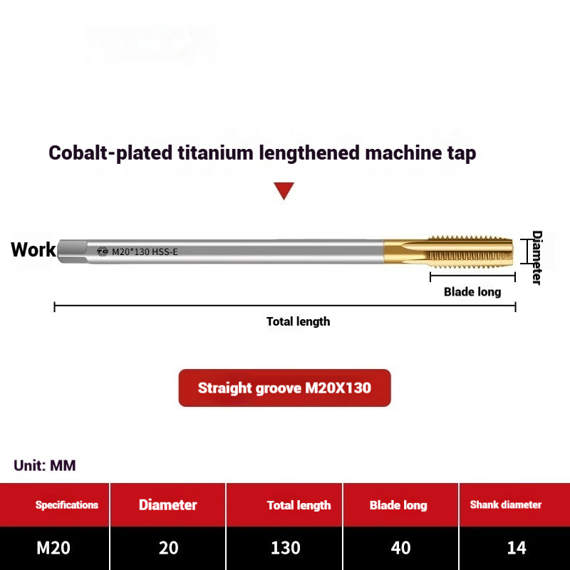 1091-Extended titanium-plated tapsCobalt-plated straight flute tapsSpiral stainless steel tappingHigh-speed steel machine taps Shandong Denso Pricision Tools Co.,Ltd.