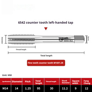 2112-M2 reverse thread machine with tap stainless steel special left tooth straight groove tap, left rotary wire tap, high-speed steel tapping Shandong Denso Pricision Tools Co.,Ltd.
