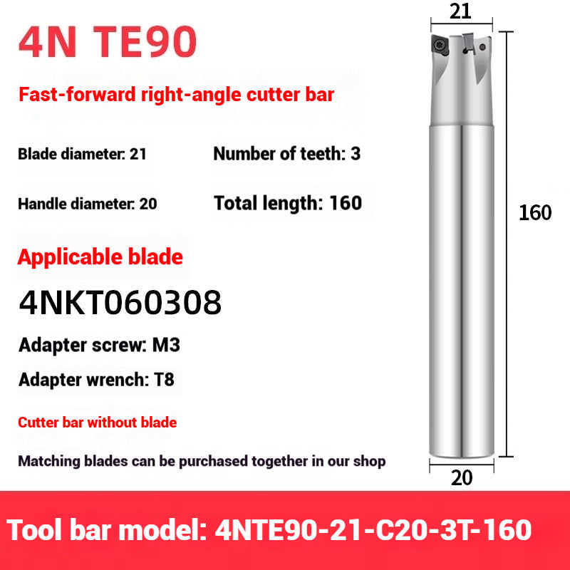 1051-TE90 fast feed milling cutter shank 90 degree right angle square shoulder milling cutter shank 4NKT060308 fast feed milling cutter blade replace 1135 Shandong Denso Pricision Tools Co.,Ltd.