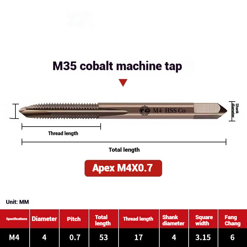 2117-M35 cobalt-containing tip tap, stainless steel special tapping screw tip machine tap M3M4M5M6M8 Shandong Denso Pricision Tools Co.,Ltd.