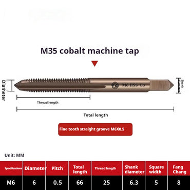 2122-M35 straight groove tap containing cobalt stainless steel, special fine tooth coarse tooth machine, tapping drill bit tool wire Shandong Denso Pricision Tools Co.,Ltd.