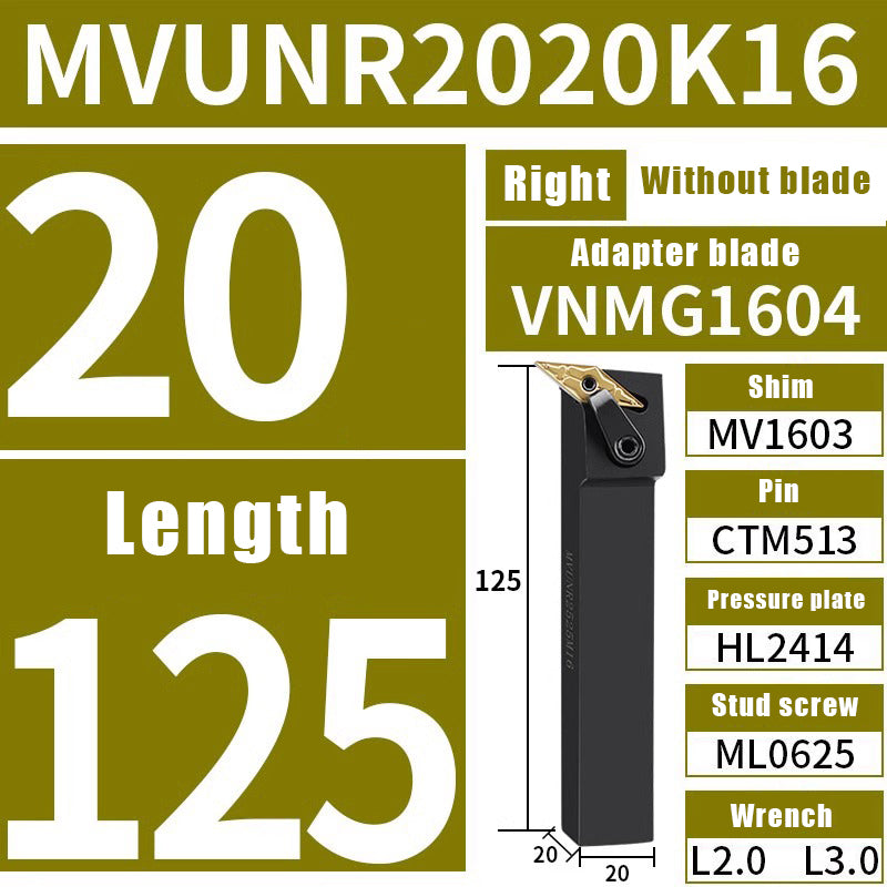 3025-CNC 95 degree external turning tool MVUNR/L 2020K16/2525M16