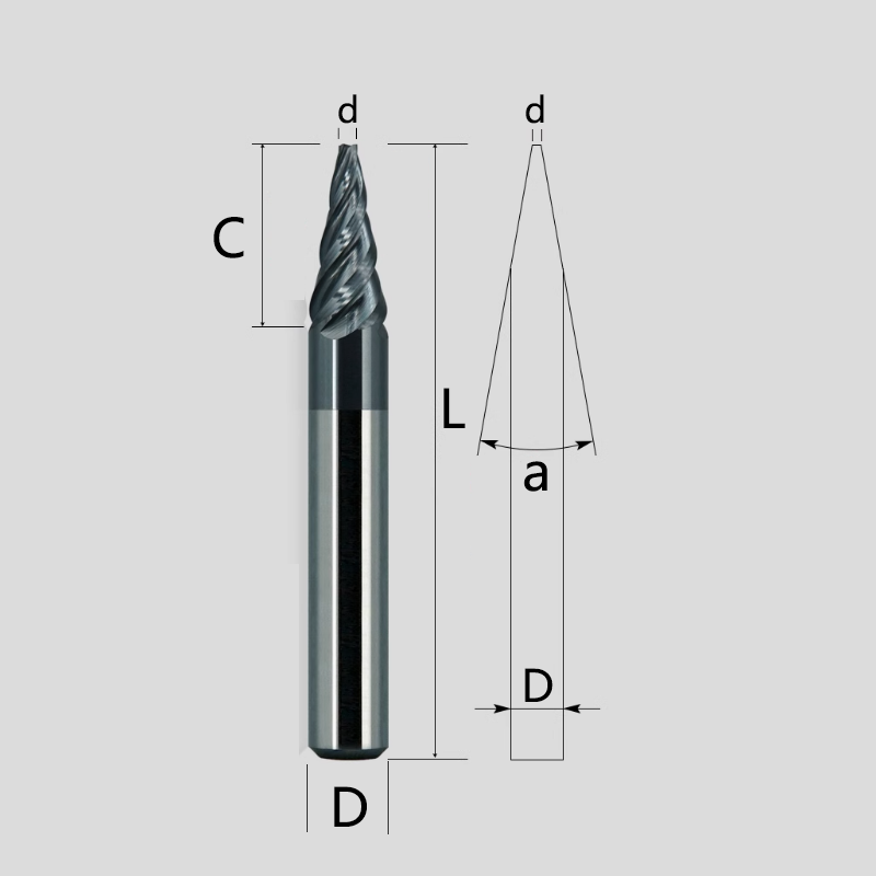 Taper milling cutter 7 ° 8 10 15 30 ° 40 60 ° 90 degree tungsten carbide helical chamfering cutter inclination angle milling cutter Shandong Denso Pricision Tools Co.,Ltd.