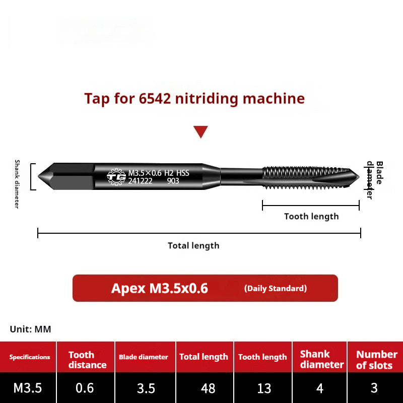 2113-6542 Nitriding Machine Taps, Japanese Standard Screw Tips, National Standard Tip Spiral Thread Tapping Groove, Stainless Steel Tapping Tap Shandong Denso Pricision Tools Co.,Ltd.