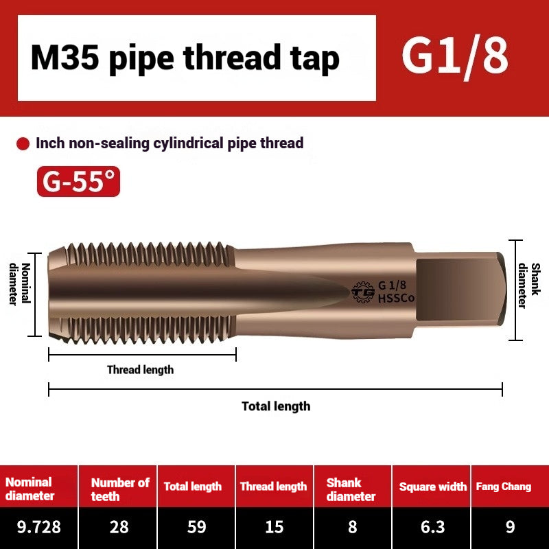 1092-Pipe Thread Tap Cobalt Water Pipe Thread Tap Cylindrical Cone Column G1/4 Thread 1/2 min npt Inch Tap Shandong Denso Pricision Tools Co.,Ltd.