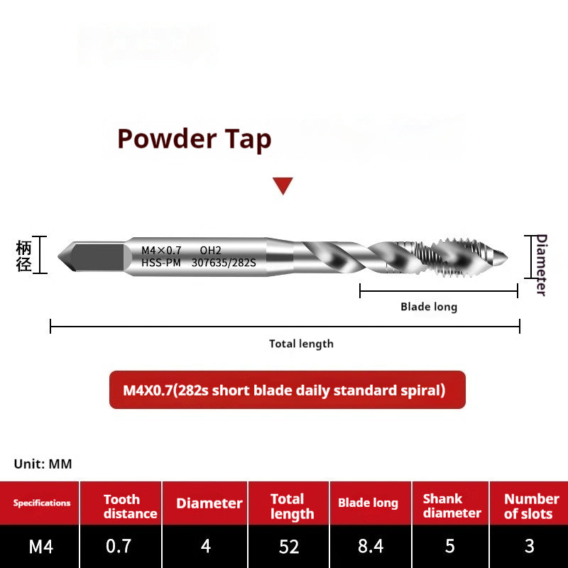 2123-282S powder high-speed steel spiral tap, stainless steel Japanese standard full mill with spiral groove high-performance tap Shandong Denso Pricision Tools Co.,Ltd.