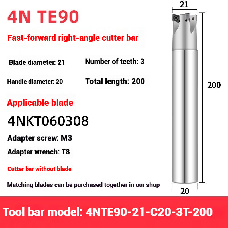 1051-TE90 fast feed milling cutter shank 90 degree right angle square shoulder milling cutter shank 4NKT060308 fast feed milling cutter blade replace 1135 Shandong Denso Pricision Tools Co.,Ltd.