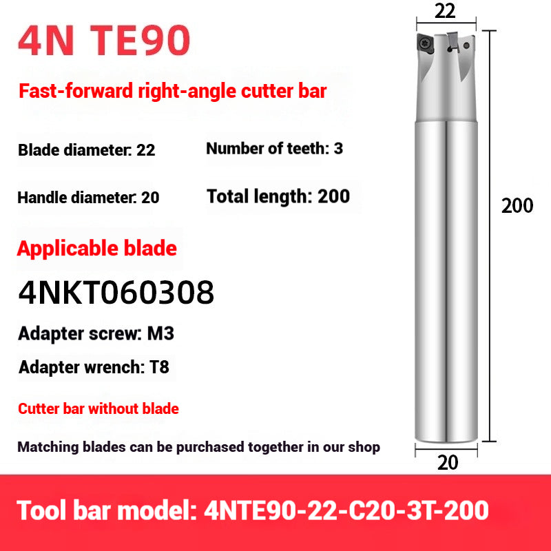 1051-TE90 fast feed milling cutter shank 90 degree right angle square shoulder milling cutter shank 4NKT060308 fast feed milling cutter blade replace 1135 Shandong Denso Pricision Tools Co.,Ltd.