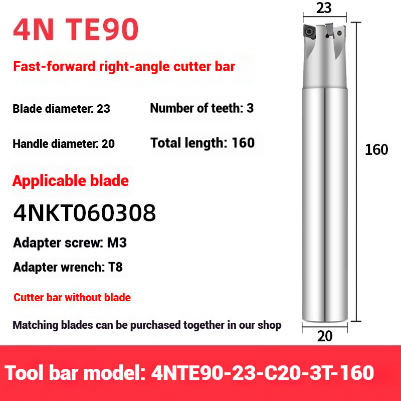 1051-TE90 fast feed milling cutter shank 90 degree right angle square shoulder milling cutter shank 4NKT060308 fast feed milling cutter blade replace 1135 Shandong Denso Pricision Tools Co.,Ltd.