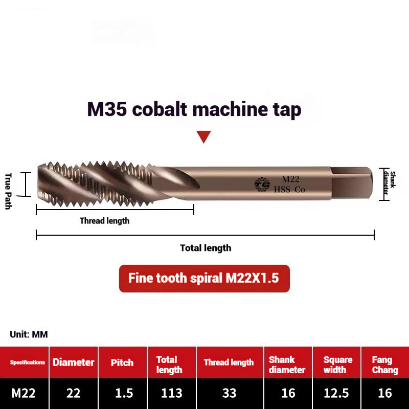 1094-M35 cobalt spiral tap machine tapping stainless steel fine teeth copper iron aluminum m3m4m5 Shandong Denso Pricision Tools Co.,Ltd.