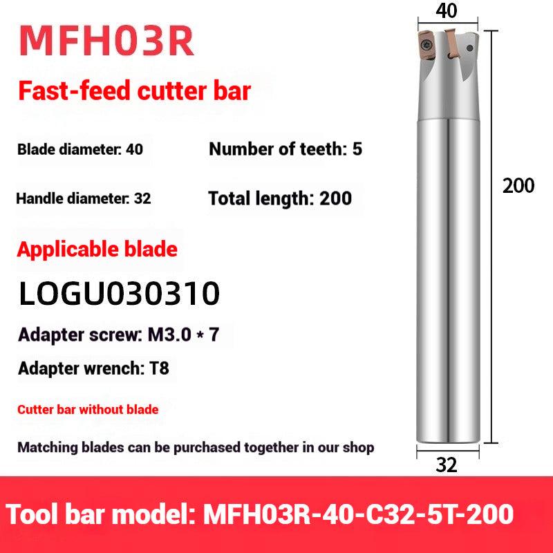 1052-MFH03R double-sided fast feed milling cutter bar KYOCERA LOGU030310 milling cutter bar high speed open coarse end milling cutter bar Shandong Denso Pricision Tools Co.,Ltd.