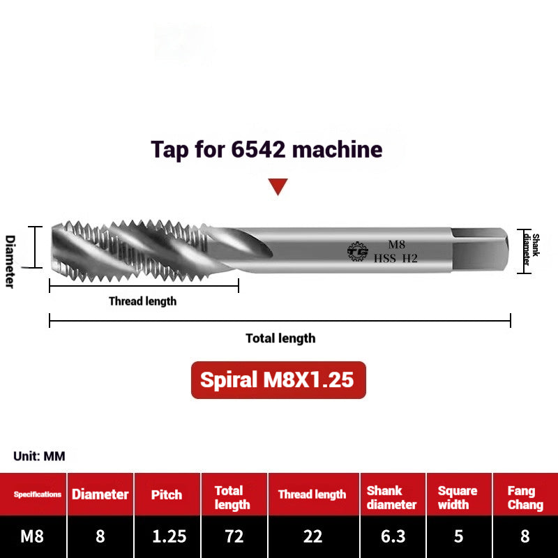 1089-Machine taps stainless steel special spiral apex straight flute taps fine-tooth tapping high-speed steel tapping drills Shandong Denso Pricision Tools Co.,Ltd.