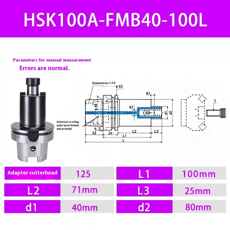 2100-HSK100A Face mill shank HSK A100 FMB22 27 32 40 60 Face internal cooled water type Shandong Denso Pricision Tools Co.,Ltd.