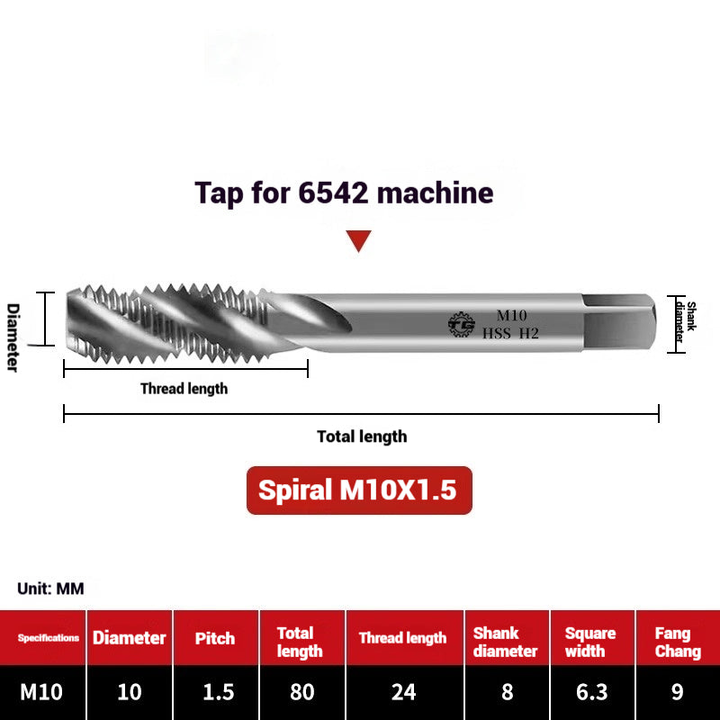 1089-Machine taps stainless steel special spiral apex straight flute taps fine-tooth tapping high-speed steel tapping drills Shandong Denso Pricision Tools Co.,Ltd.
