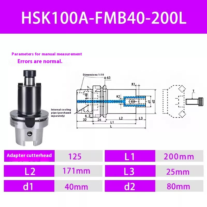 2100-HSK100A Face mill shank HSK A100 FMB22 27 32 40 60 Face internal cooled water type Shandong Denso Pricision Tools Co.,Ltd.