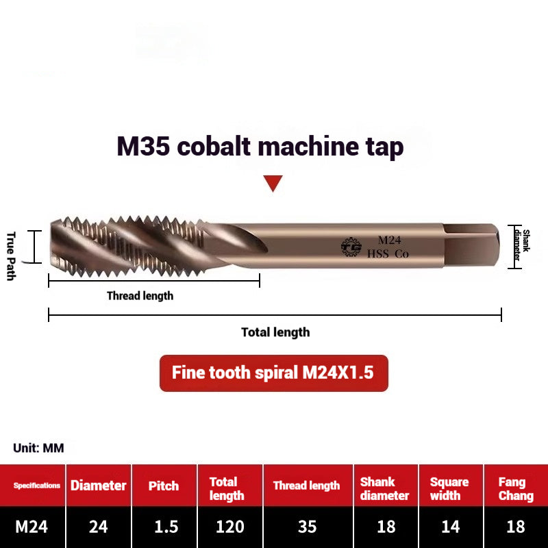 1094-M35 cobalt spiral tap machine tapping stainless steel fine teeth copper iron aluminum m3m4m5 Shandong Denso Pricision Tools Co.,Ltd.