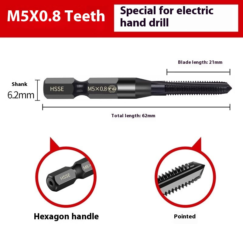 1087-Tiangong 6542 high speed steel hexagonal shank straight flute taps electric drill tapping stainless steel cast iron tapping M3-M12 Shandong Denso Pricision Tools Co.,Ltd.