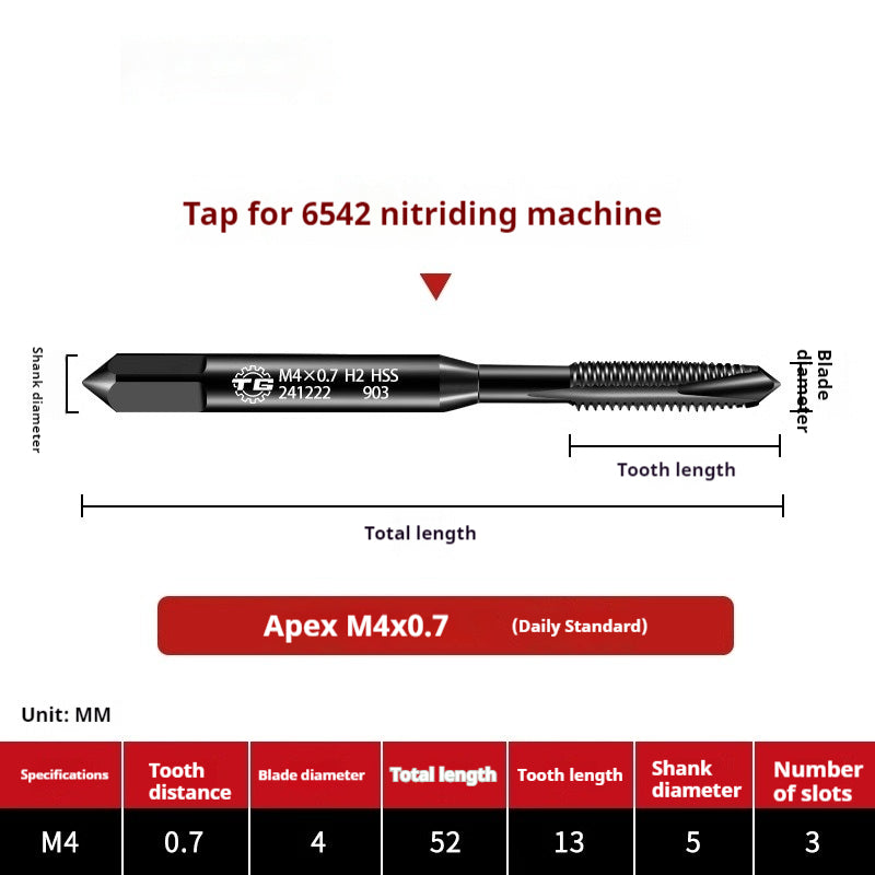 2113-6542 Nitriding Machine Taps, Japanese Standard Screw Tips, National Standard Tip Spiral Thread Tapping Groove, Stainless Steel Tapping Tap Shandong Denso Pricision Tools Co.,Ltd.