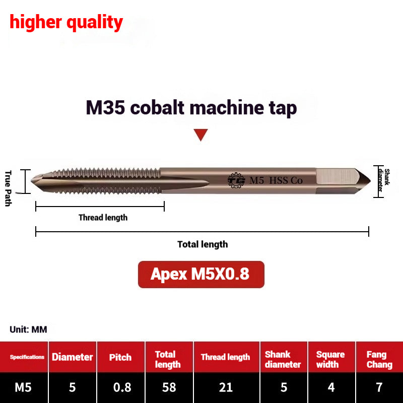 1084-M35 cobalt taps machine use high speed steel stainless steel special taps straight groove spiral apex backtapping taps Shandong Denso Pricision Tools Co.,Ltd.