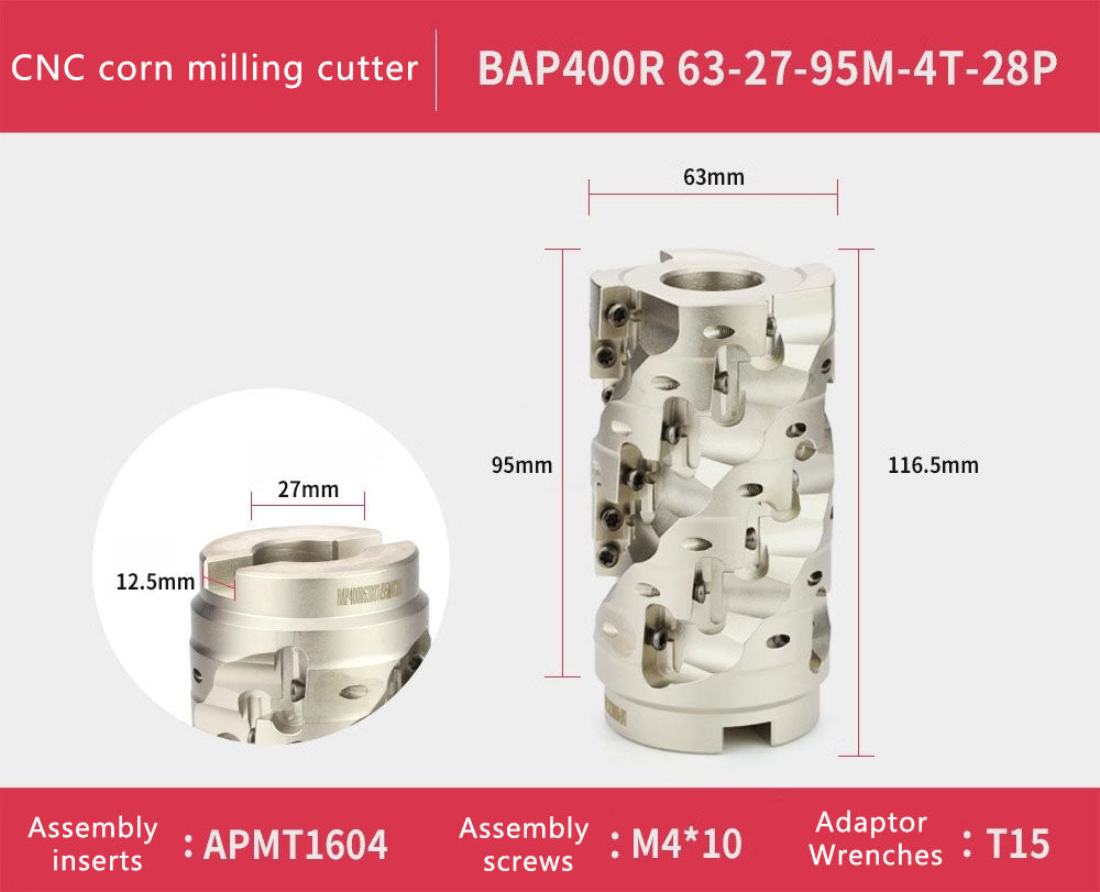 BAP 400R face mill helical indexable end mill CNC Milling Cutter Disc Helical Milling Cutter Bar Corn Cob Insert APMT1604 Shandong Denso Pricision Tools Co.,Ltd.