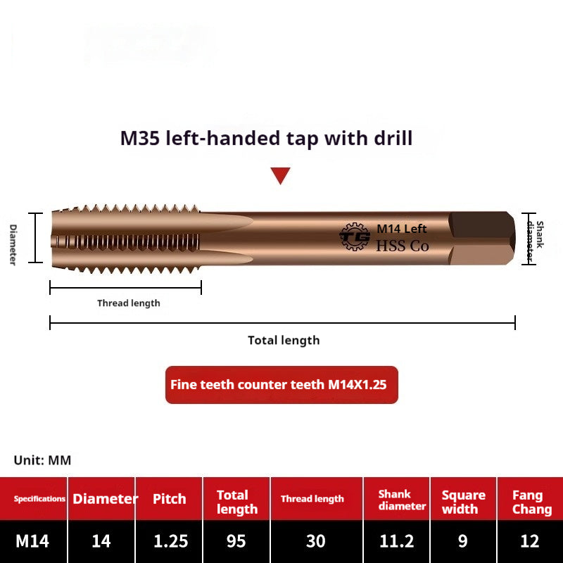 2122-M35 straight groove tap containing cobalt stainless steel, special fine tooth coarse tooth machine, tapping drill bit tool wire Shandong Denso Pricision Tools Co.,Ltd.