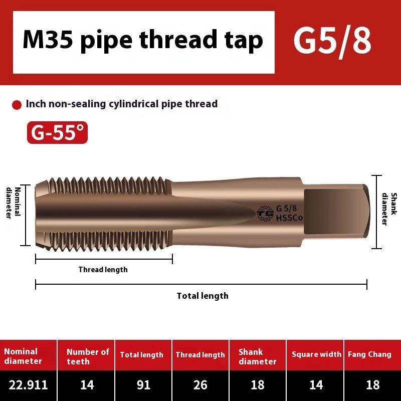 1092-Pipe Thread Tap Cobalt Water Pipe Thread Tap Cylindrical Cone Column G1/4 Thread 1/2 min npt Inch Tap Shandong Denso Pricision Tools Co.,Ltd.