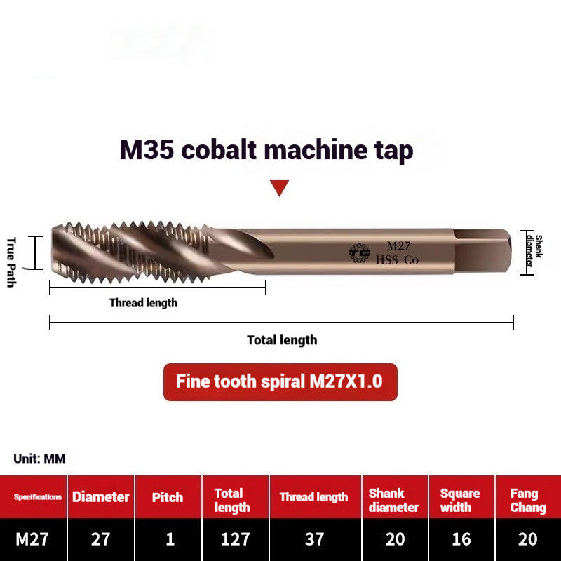 1094-M35 cobalt spiral tap machine tapping stainless steel fine teeth copper iron aluminum m3m4m5 Shandong Denso Pricision Tools Co.,Ltd.