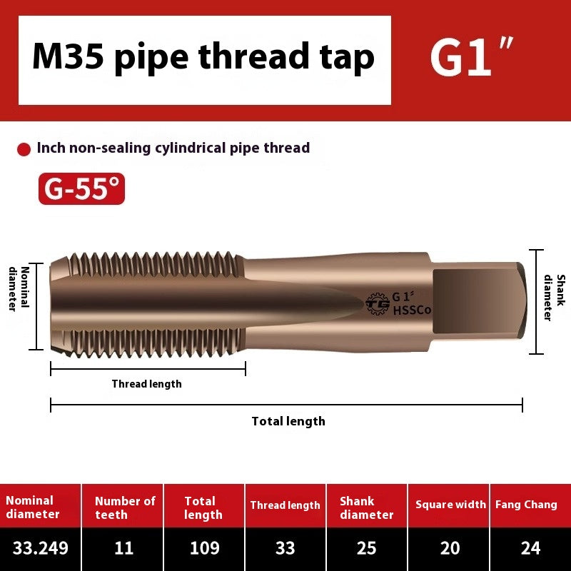 1092-Pipe Thread Tap Cobalt Water Pipe Thread Tap Cylindrical Cone Column G1/4 Thread 1/2 min npt Inch Tap Shandong Denso Pricision Tools Co.,Ltd.