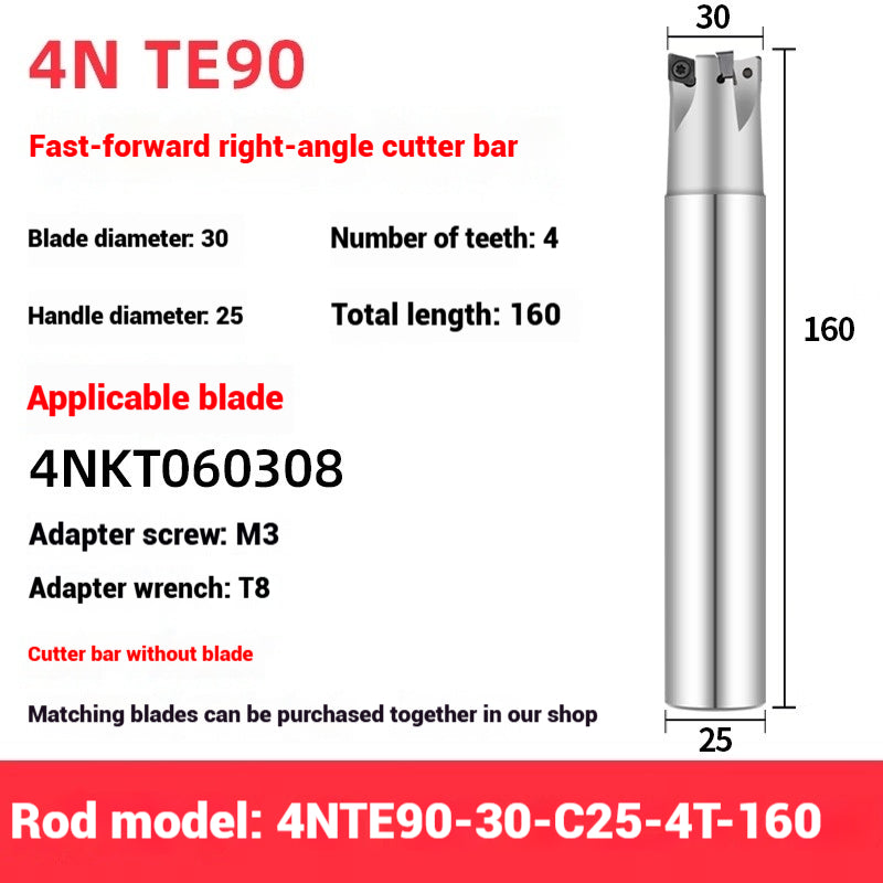 1051-TE90 fast feed milling cutter shank 90 degree right angle square shoulder milling cutter shank 4NKT060308 fast feed milling cutter blade replace 1135 Shandong Denso Pricision Tools Co.,Ltd.